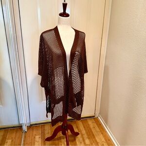 Steve Madden Brown Open-Knit Poncho NNT